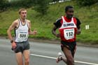 Tadele Geremew (Elswick) leads Michael Crawley (Corstorphine AC) in the Tynedale Jelly 10 Road Race. Photo: David T. Hewitson/Sports for All Pics
